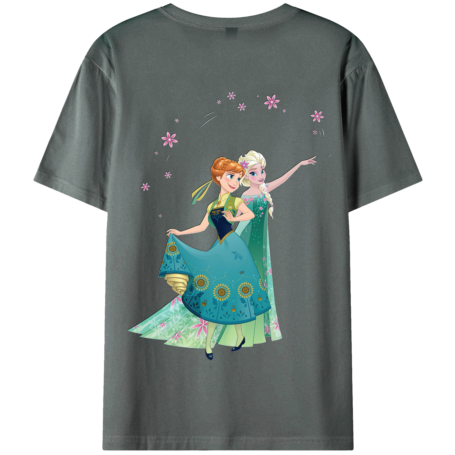（画像用） アナと雪の女王 アンナ エルサ Frozen Anna Elsa 綿100％半袖Tシャツ（背面プリント）